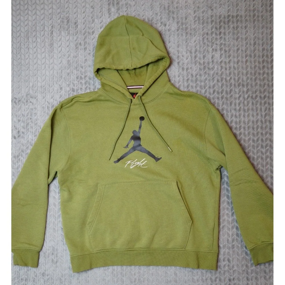 Jordan Flight Graphic Hoodie Olive Green Large Men's